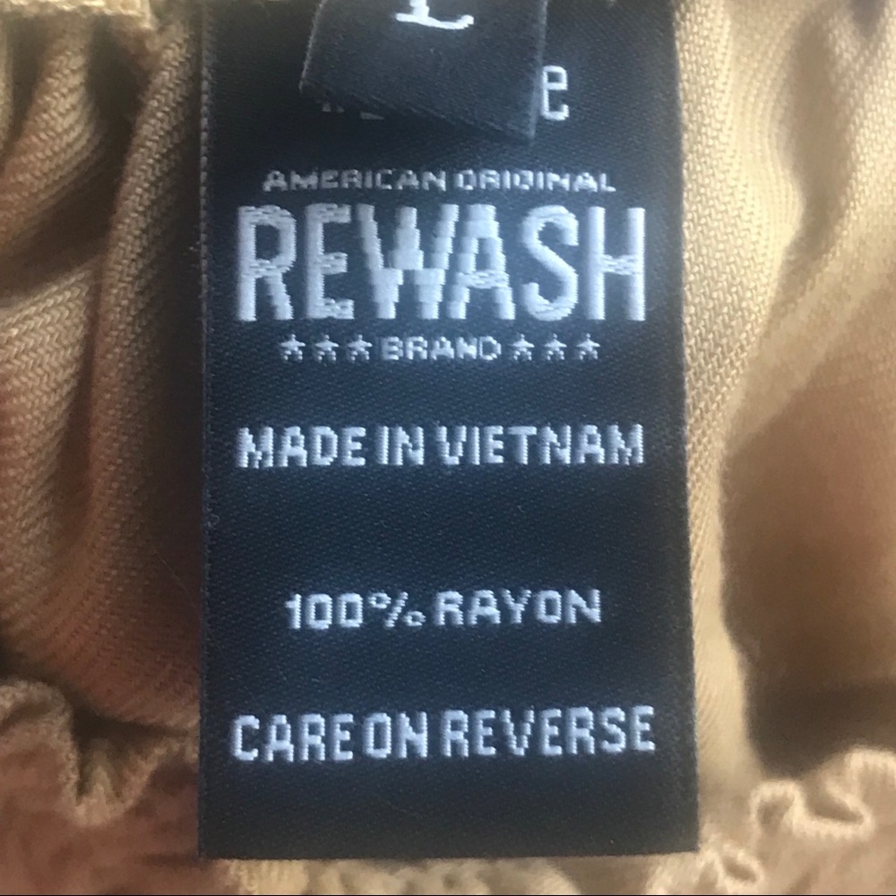 Rewash Gold Smock Waist Wide Leg Rayon Pants L - Picture 7 of 8